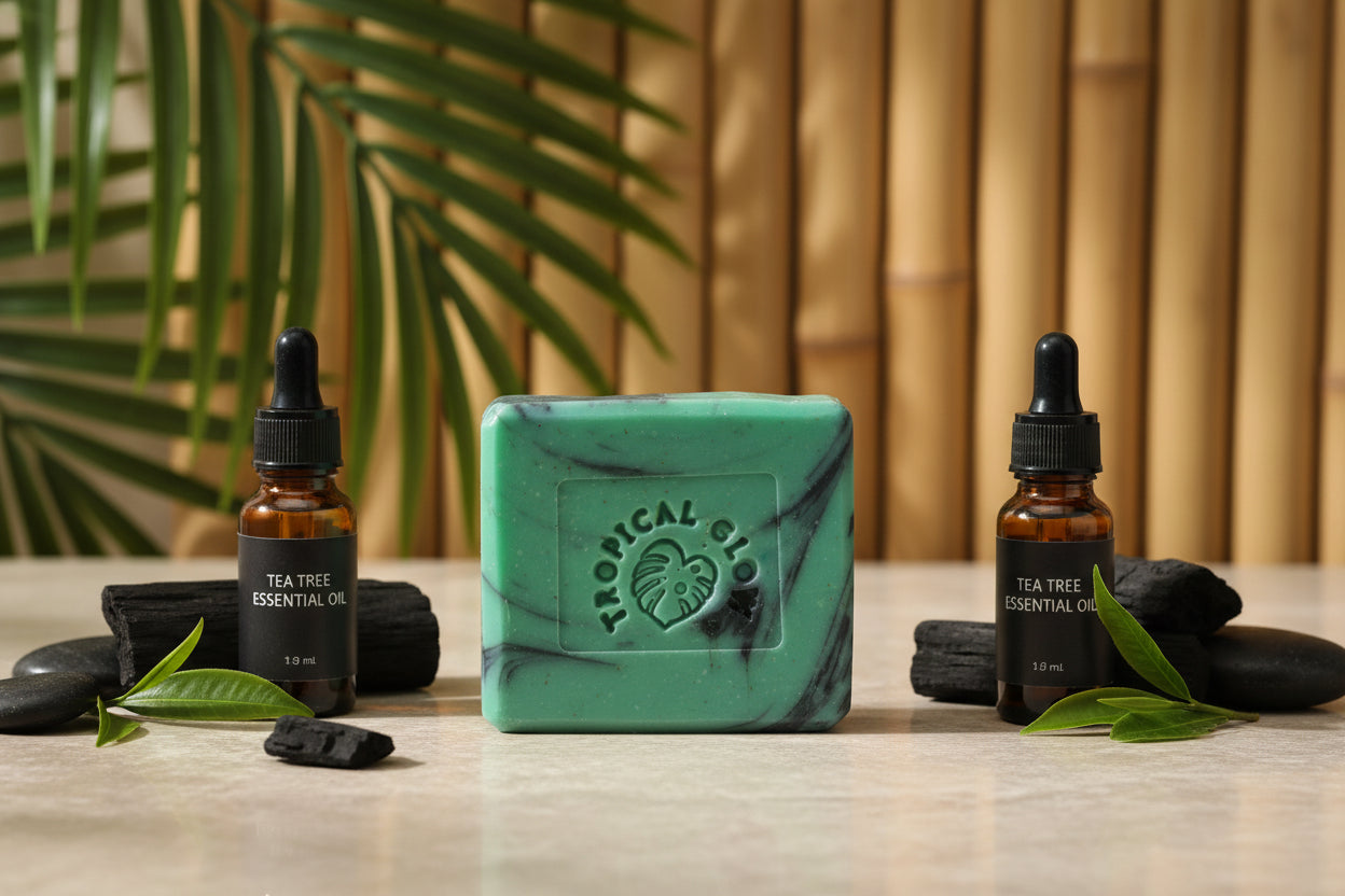 TEA TREE & CHARCOAL, Natural Artisan Soap Bar for Acne-Prone Skin