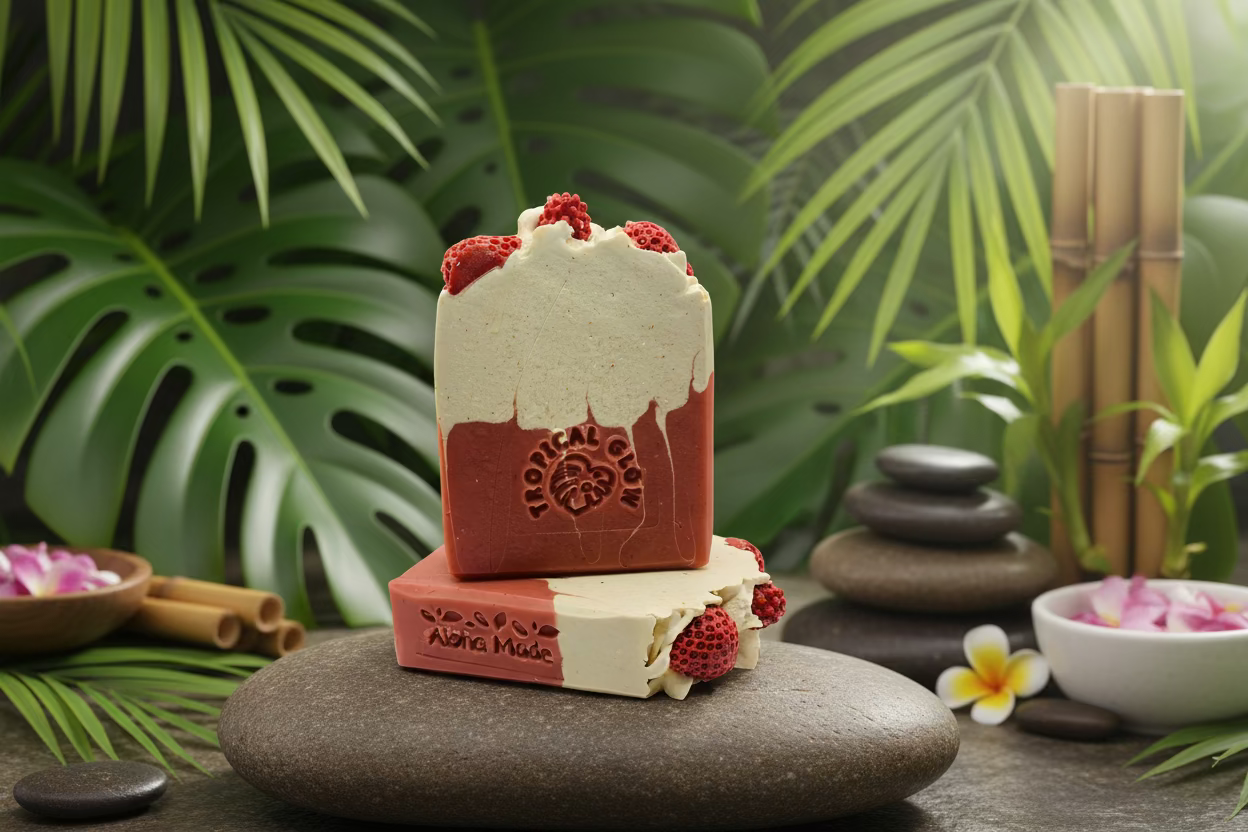 CREAMY STRAWBERRY BLISS, Natural Artisan Soap Bar for Women