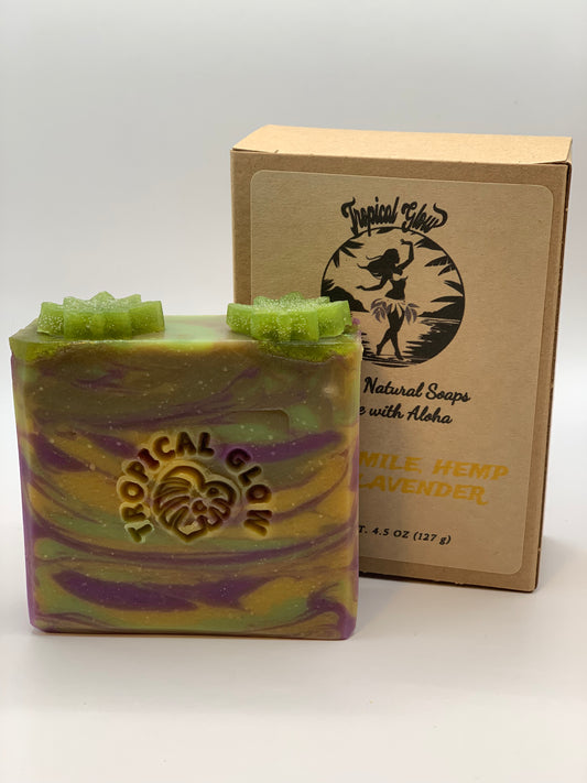 CHAMOMILE, HEMP AND LAVENDER, Natural Body Soap for Sensitive Skin