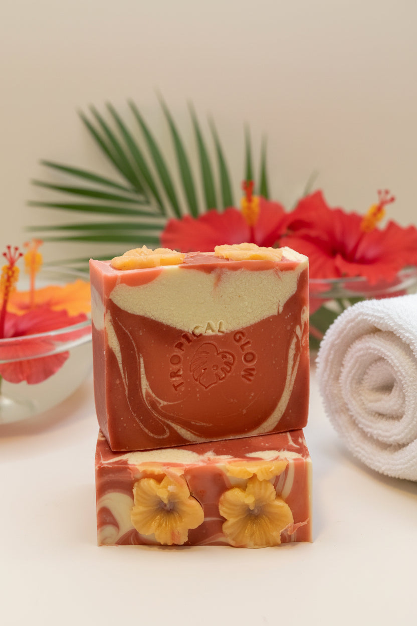 TROPICAL HIBISCUS, Natural Artisan Soap Bar For Women